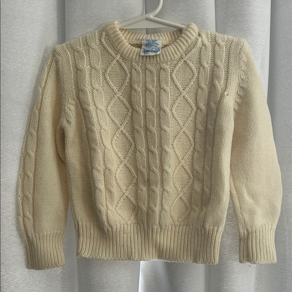 Classic Cream Cable Knit Kids Sweater